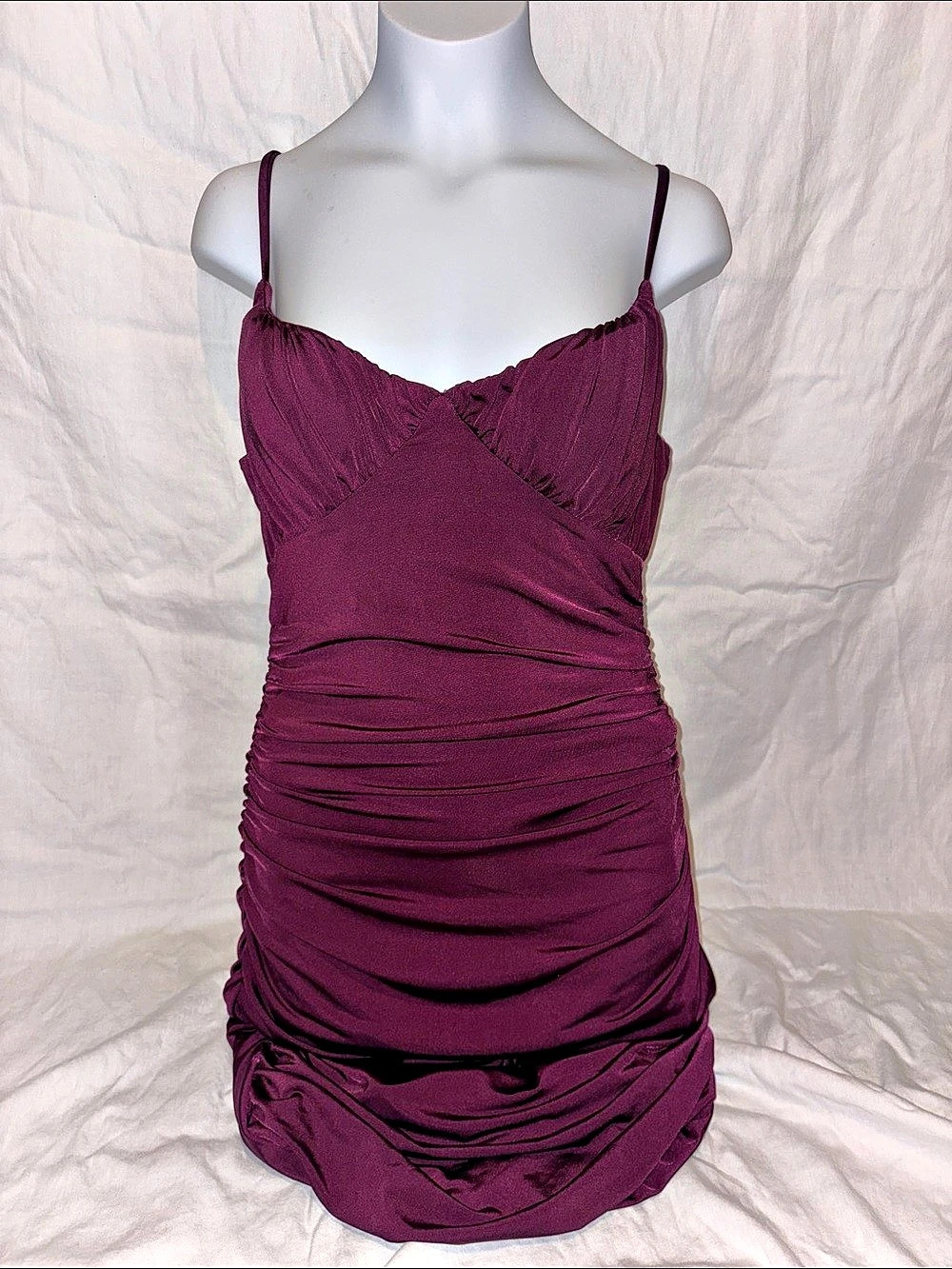 Windsor Ruched Mini Dress in Purple Size Medium NWT